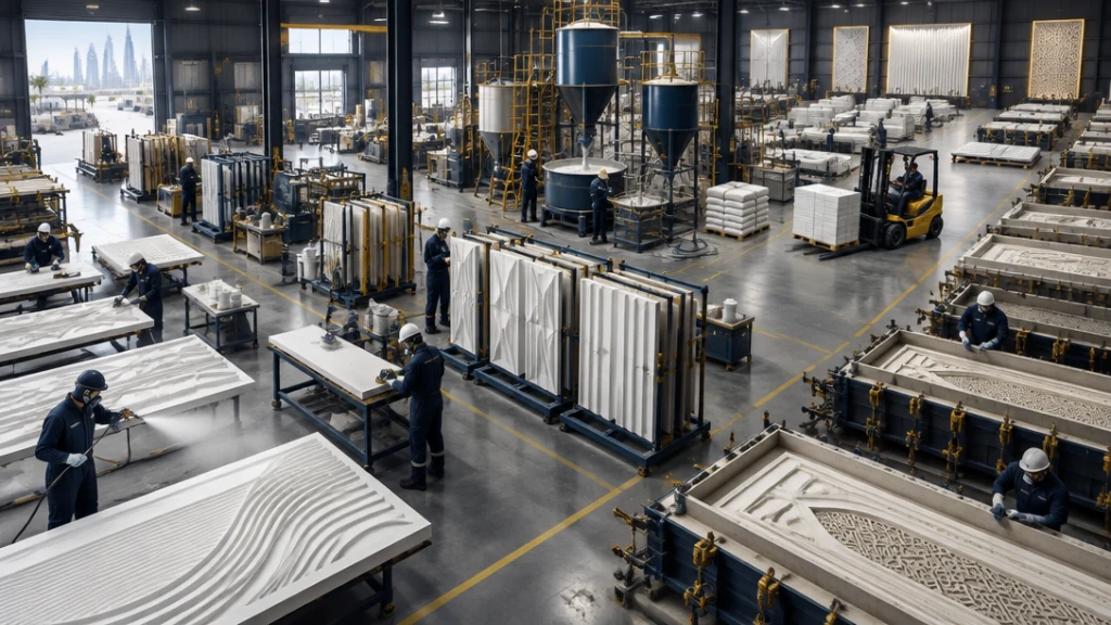 Integrated manufacturing, moulds and architectural elements