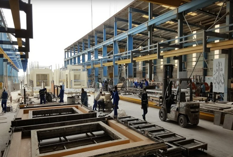 Parallel work bays for mould preparation and casting